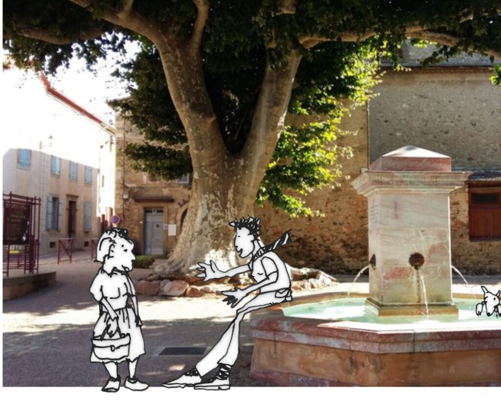 Conversation à la fontaine